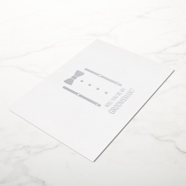 Silver Bow Tie Personalized Groomsman Proposal (Rotated)