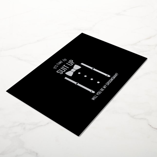 Silver Bow Tie Personalized Groomsman Proposal (Rotated)