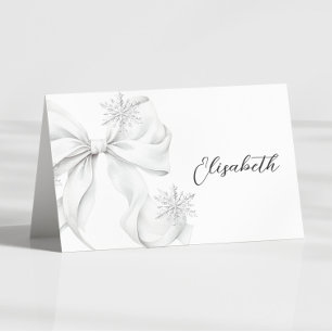 Silver Bow Winter Table Place Card 
