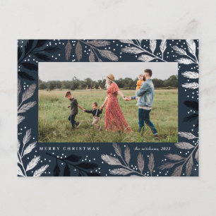Silver Branches Merry Christmas Photo Holiday Postcard