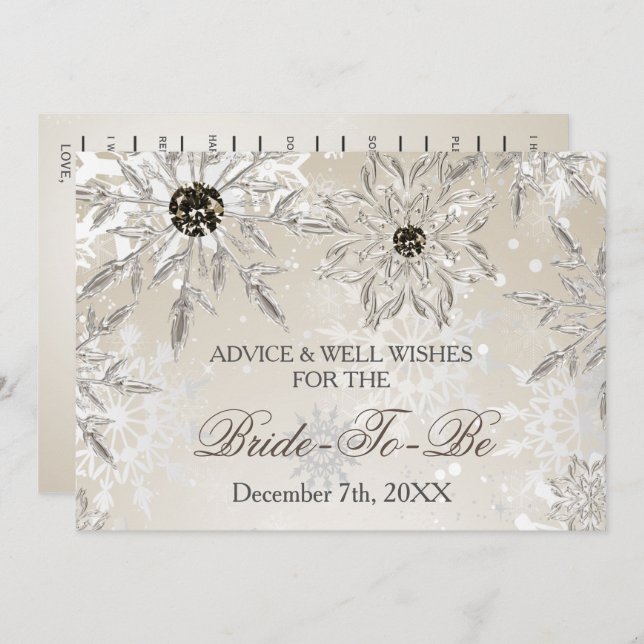 silver bridal shower Advice and Well Wishes Card (Front/Back)