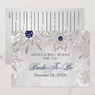 silver bridal shower Advice and Well Wishes Card