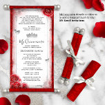 Silver Bright Red Quince DIY Scroll Invitations<br><div class="desc">PLEASE NOTE: This product is a paper sheet invitation only. It does NOT include dowels or ribbons, which can be added by you separately to turn it into an actual scroll. Feel free to message me if you’d like additional resources for the dowels, finials or ribbons used in the mockup...</div>