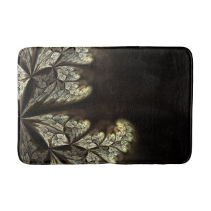 Silver Brown Fractal Spiral Patterned Bath Mats
