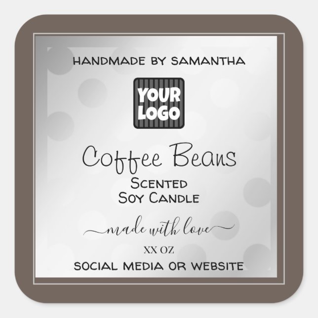 Silver Brown Product Packaging Labels with Logo (Front)