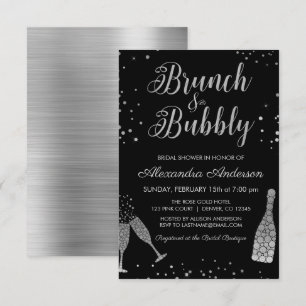 Silver Brunch & Bubbly Bridal Shower Invitation