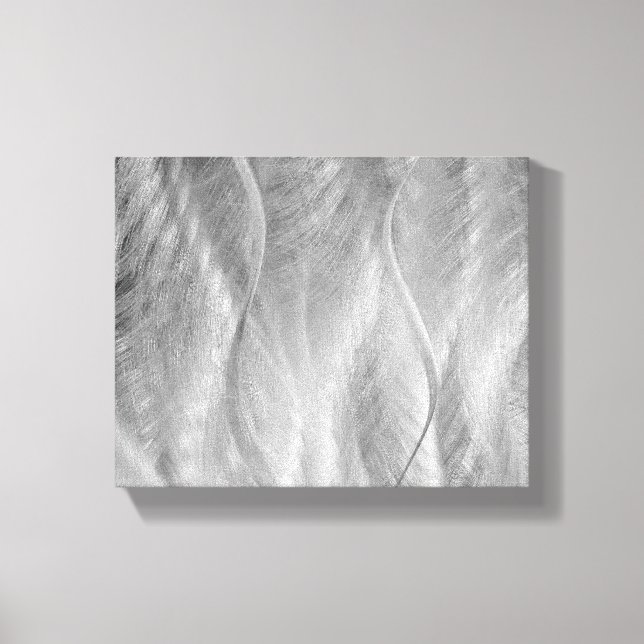 Silver Brushed Metal Abstract Canvas Print (Front)
