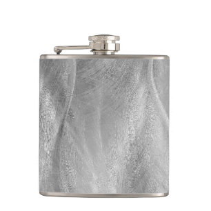 Silver Brushed Metal Abstract Hip Flask