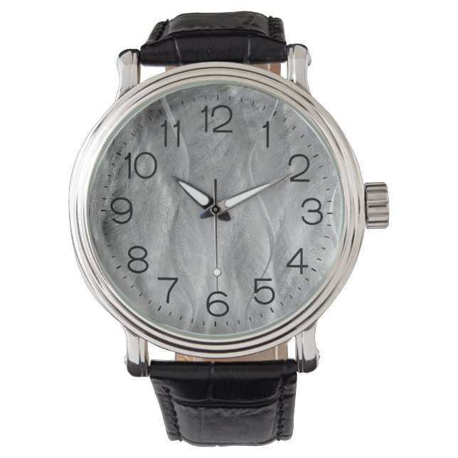 Silver Brushed Metal Abstract  Watch (Front)