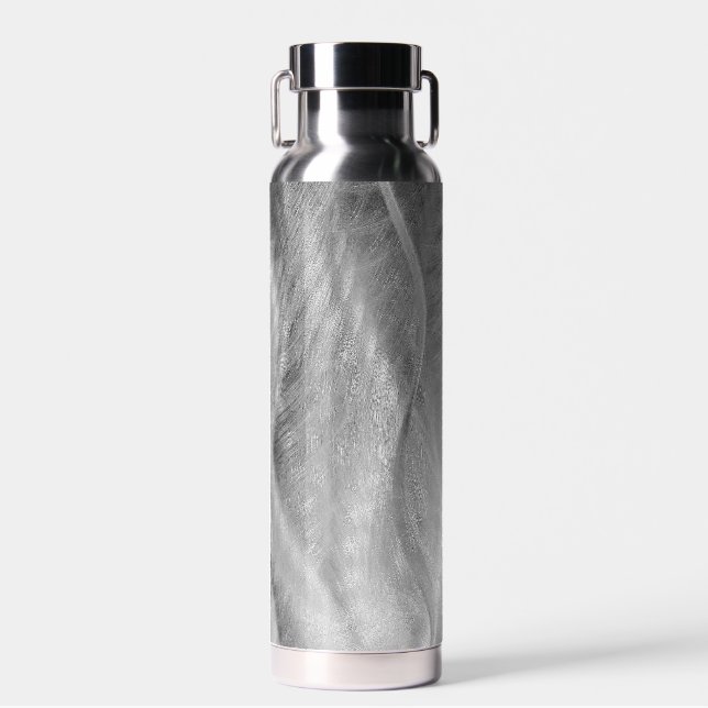 Silver Brushed Metal Abstract   Water Bottle (Front)