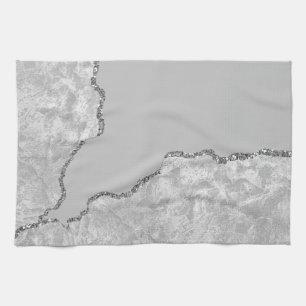 Silver Brushed Metal Glitter Kitchen Towel