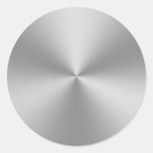 Silver Brushed Metal Look   Radial Classic Round Sticker