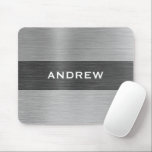 Silver Brushed Metal Metallic Monogram Name  Mouse Pad<br><div class="desc">A classic grey and silver brushed metal personalized mouse pad. Coordinates with other office supplies including binders,  notebooks and pens. Designed for you by Blackberry Boulevard.</div>
