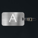 Silver Brushed Metal Monogram Name and Initial Luggage Tag<br><div class="desc">Luxury Silver Brushed Metal Foil Monogram Name and Initial Luggage Tag. This bag tag is perfect for Back to School,  Work,  or Travelling.</div>