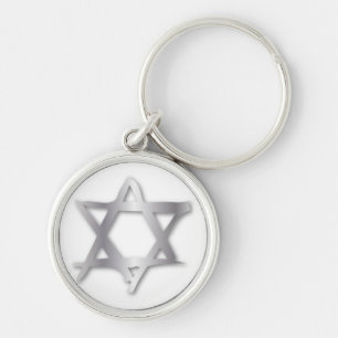 Silver Brushed Star of David Keychain
