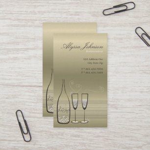 Silver Bubbles Champagne Cheers Chic Modern Business Card