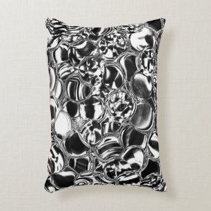 Silver bubbles with glass or metal tone  accent pillow