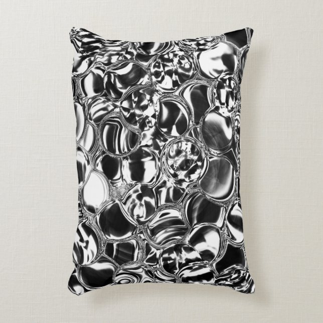 Silver bubbles with glass or metal tone  accent pillow (Front(Vertical))