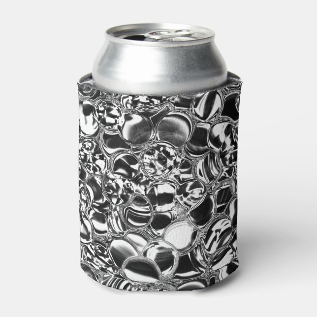 Silver bubbles with glass or metal tone  can cooler (Can Front)