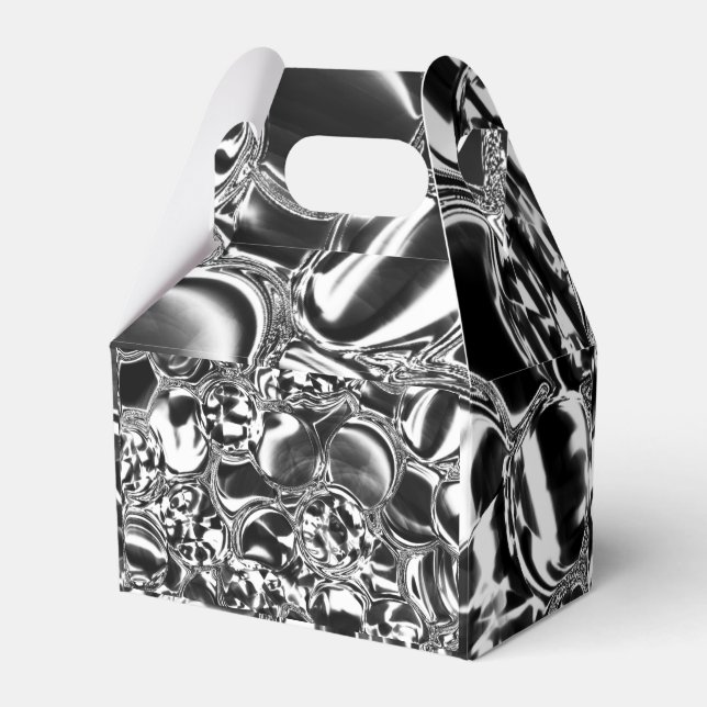 Silver bubbles with glass or metal tone  favor box (Front Side)