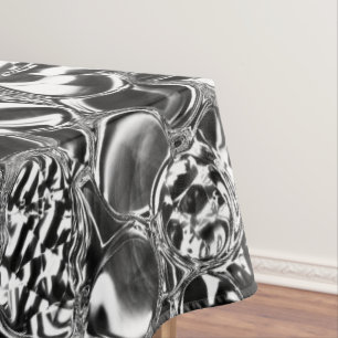 Silver bubbles with glass or metal tone  tablecloth