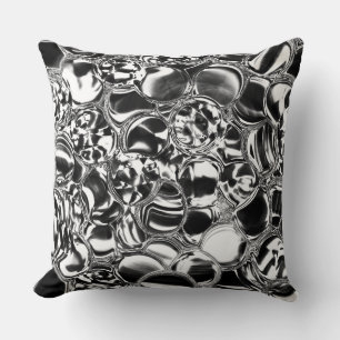 Silver bubbles with glass or metal tone  throw pillow