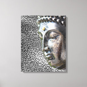 Silver Buddha Face Canvas Print