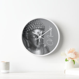 Silver Buddha Namaste Wall Clock