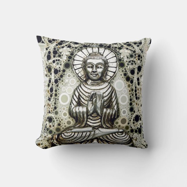 Silver Buddha Throw Pillow (Front)