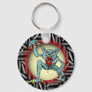 Silver Bullets, Grey Werewolf Full Moon Halloween Keychain