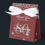 Silver Burgundy 80th Birthday Thank You Confetti Favor Box<br><div class="desc">Elegant "Thank You" 80th Birthday Silver Faux Glitter Confetti Burgundy design.</div>