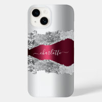 Silver burgundy agate marble name script