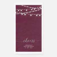 Silver Burgundy Red String Lights Lettering Cheers
