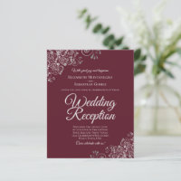 Silver & Burgundy Wedding Reception BUDGET Invite