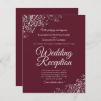 Silver & Burgundy Wedding Reception BUDGET Invite