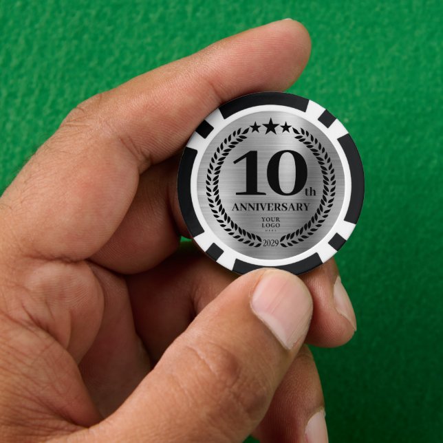 Silver Business 10th Anniversary Poker Chips (Hand)