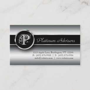 Silver Business Card Professional Modern Black