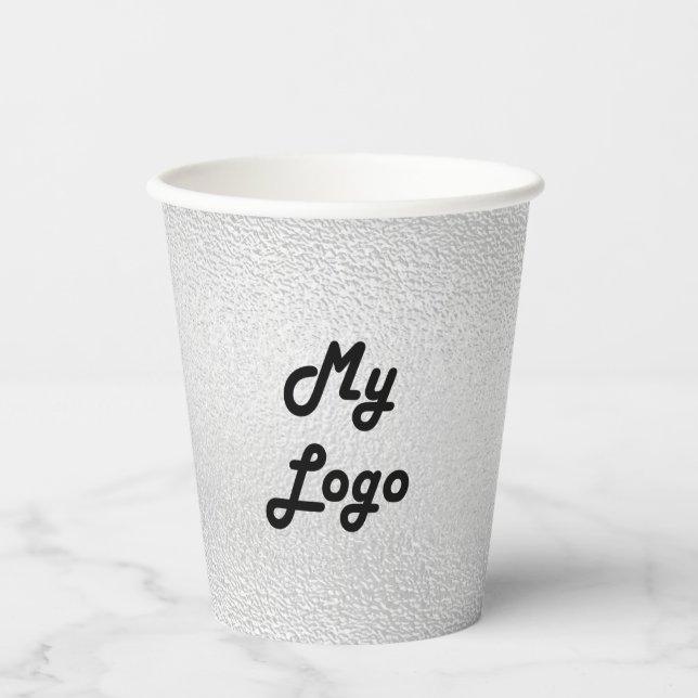 Silver business company logo paper cups (Front)