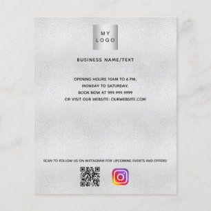 Silver business logo qr code instagram custom text flyer