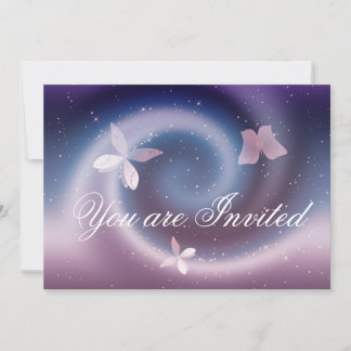 Silver Butterflies Invitation Card