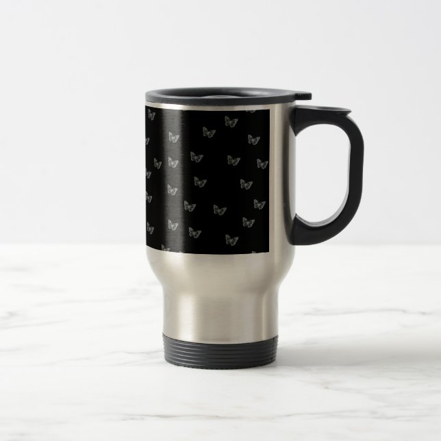 Silver Butterflies Travel Mug (Right)