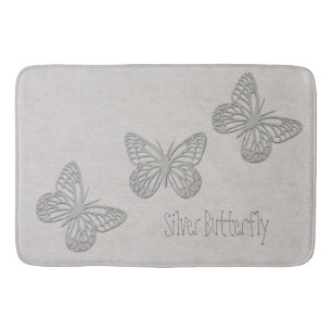 Silver Butterfly Grey Textured Bathmat