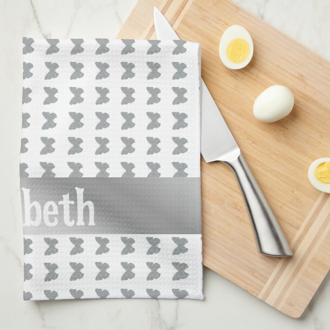 silver butterfly kittchen kitchen towel (Quarter Fold)