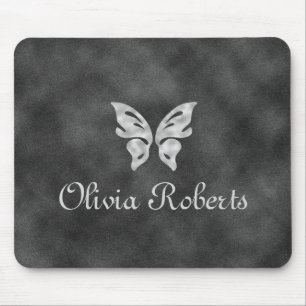 Silver Butterfly & Velvet Personalized Mouse Pad