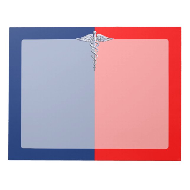 Silver Caduceus Medical Symbol League Notepad (Front)