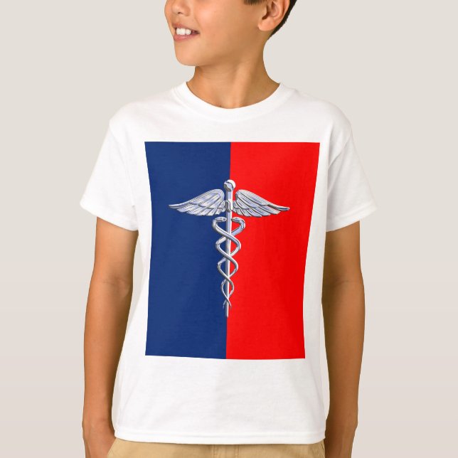 Silver Caduceus Medical Symbol League T-Shirt (Front)