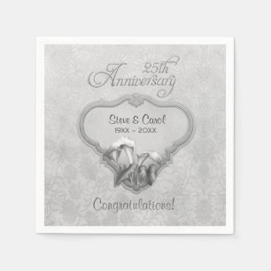 Silver Calla Lily 25th Anniversary - Customize Napkin