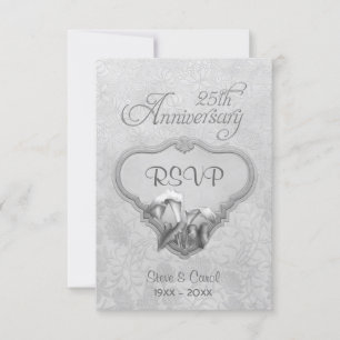 Silver Calla RSVP 25th Wedding Anniversary Card