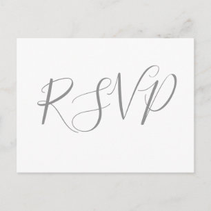 Silver calligraphy wedding RSVP postcards