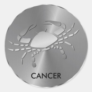 Silver Cancer the Crab - Zodiac Sign Classic Round Sticker
